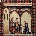 Cantiga 64, posel odevzdává pánovi dopis.