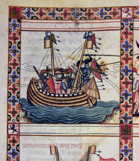 Cantigas de Santa Maria 271. Loď portugalského krále z Alenquer uvízla na...